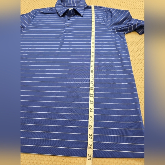 Land End Striped Polo Shirt Short Sleeve Rapid Dry Size Medium Blue - Picture 8 of 8